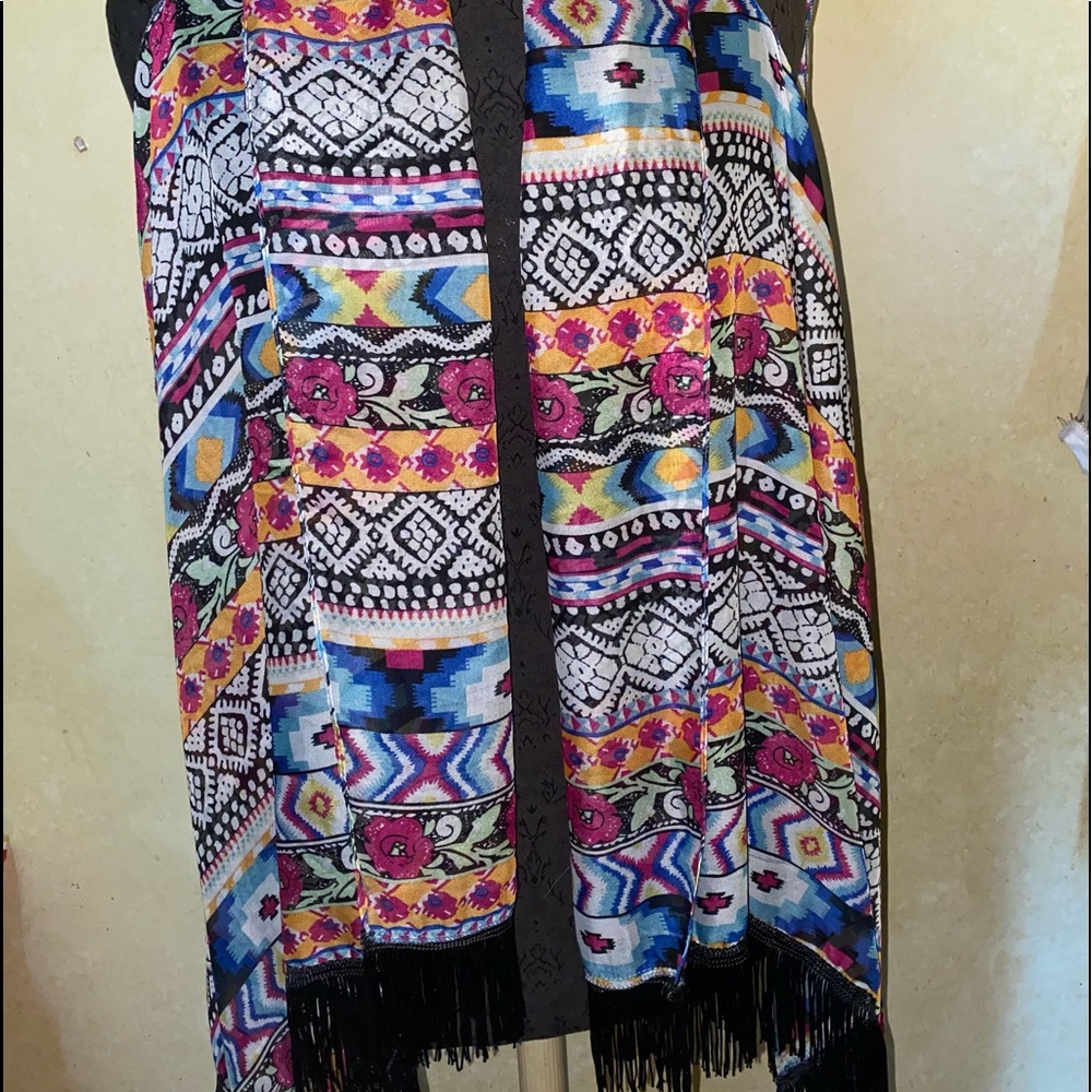 Kimono scarf vest fringe